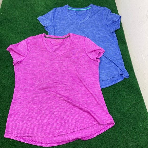 Danskin Tops - Danskin Womens Space Dye V-Neck Activewear T-Shirt Bundle Pink Blue XL 2-Pack